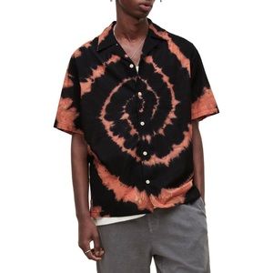 AllSaints Hades Tie Dye Short Sleeve Camp Shirt